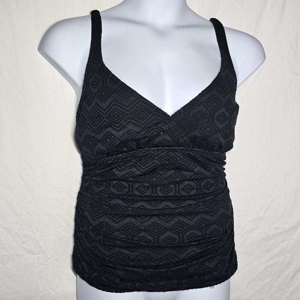 vintage y2k 2000s crochet overlay swimsuit tankini top